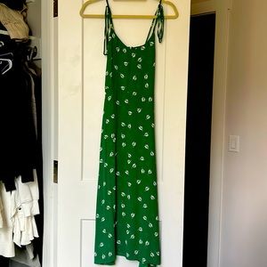 Reformation green flower stripped dress